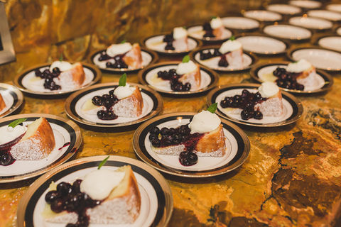 gourmet dessert at luxury event kitchen with plated dishes ready for guests – S&G Private Events catering
