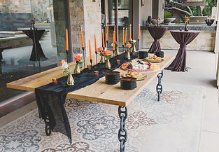 S&G Private Events outdoor buffet setup with self-serve dining.