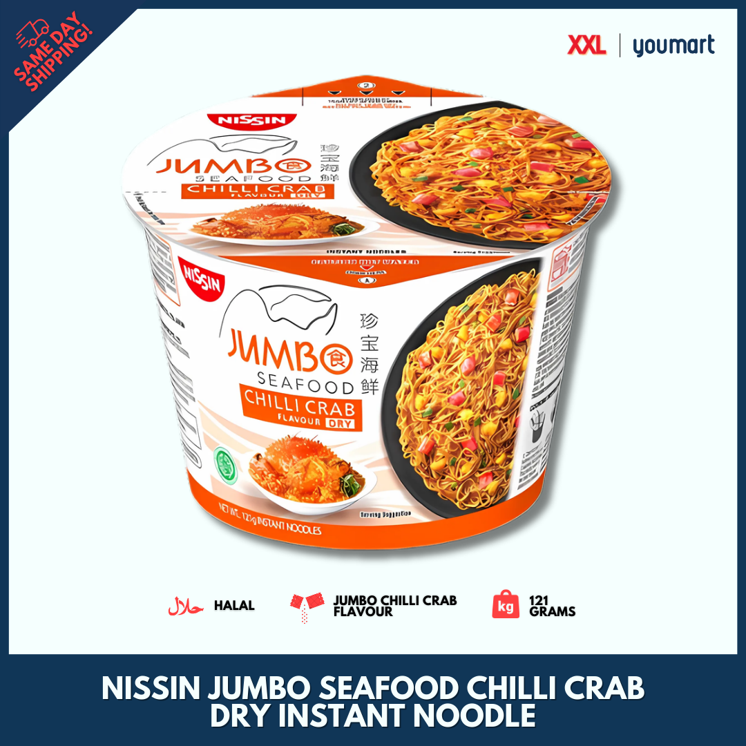 Nissin Jumbo Seafood Chilli Crab Bowl Dry Instant Noodle | Fast Next-Day / Same-Day shipping at YouMart Singapore