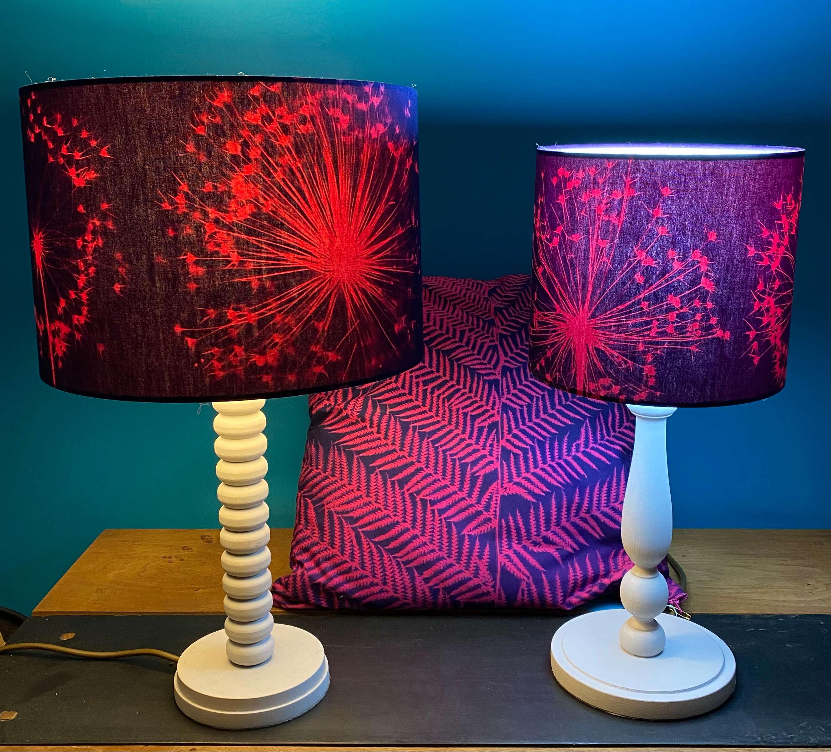 Fuchsia Allium Cyanotype Printed Lampshades