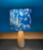 Blue Cyanotype Seaweed Print Drum Lampshade