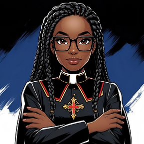 A cartoon avatar of Rachel Wilson, a teacher of Truth Squad and Senior Pastor of pastor of Unaligned Church.