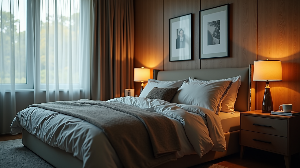 Eye-level view of a stylishly designed single rock and roll bed