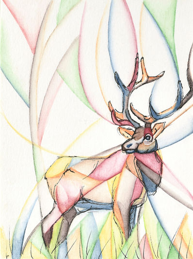 Elk Watercolour Painting