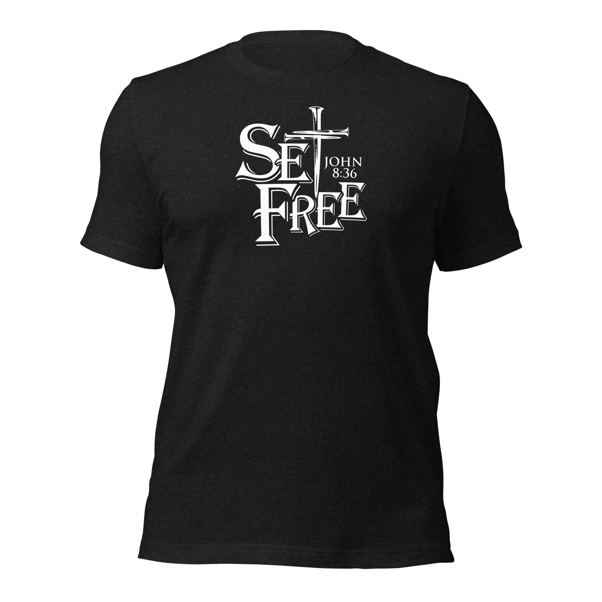 Set Free Three Nails Cross John 8:36 Men's Short Sleeve T Shirt