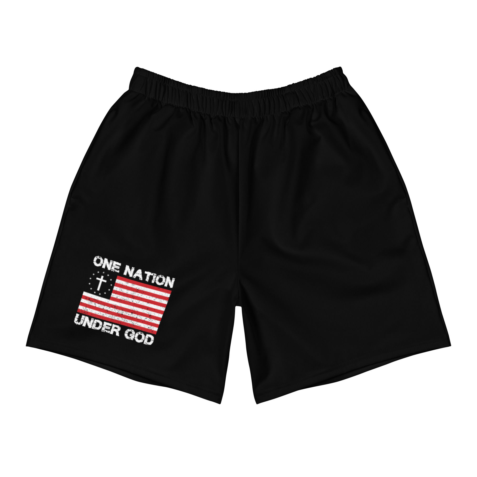 One Nation Under God American Flag Men's Recycled Athletic Gym Shorts