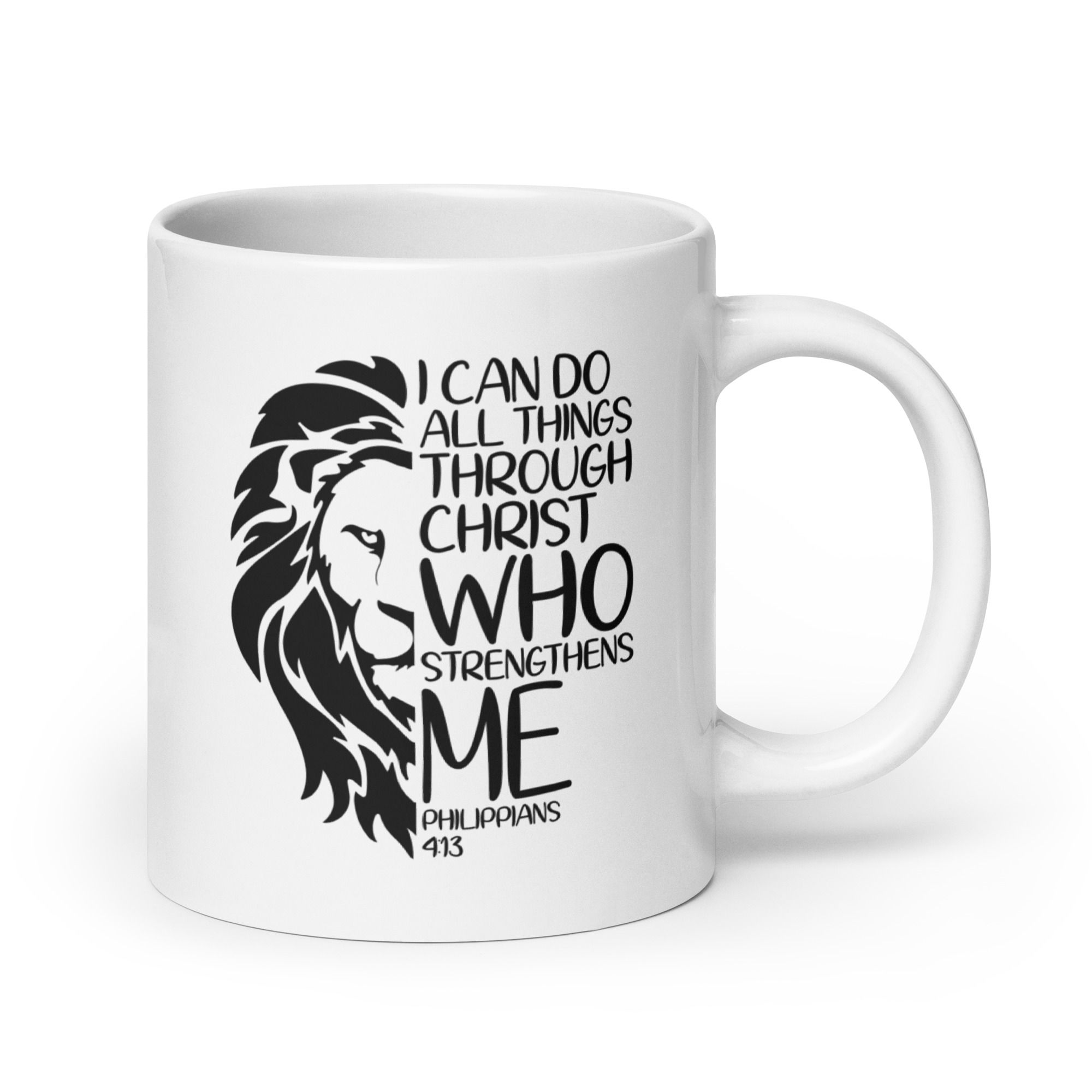 Phil 4:13 I Can Do All Things Through Christ Lion White Coffee Mug