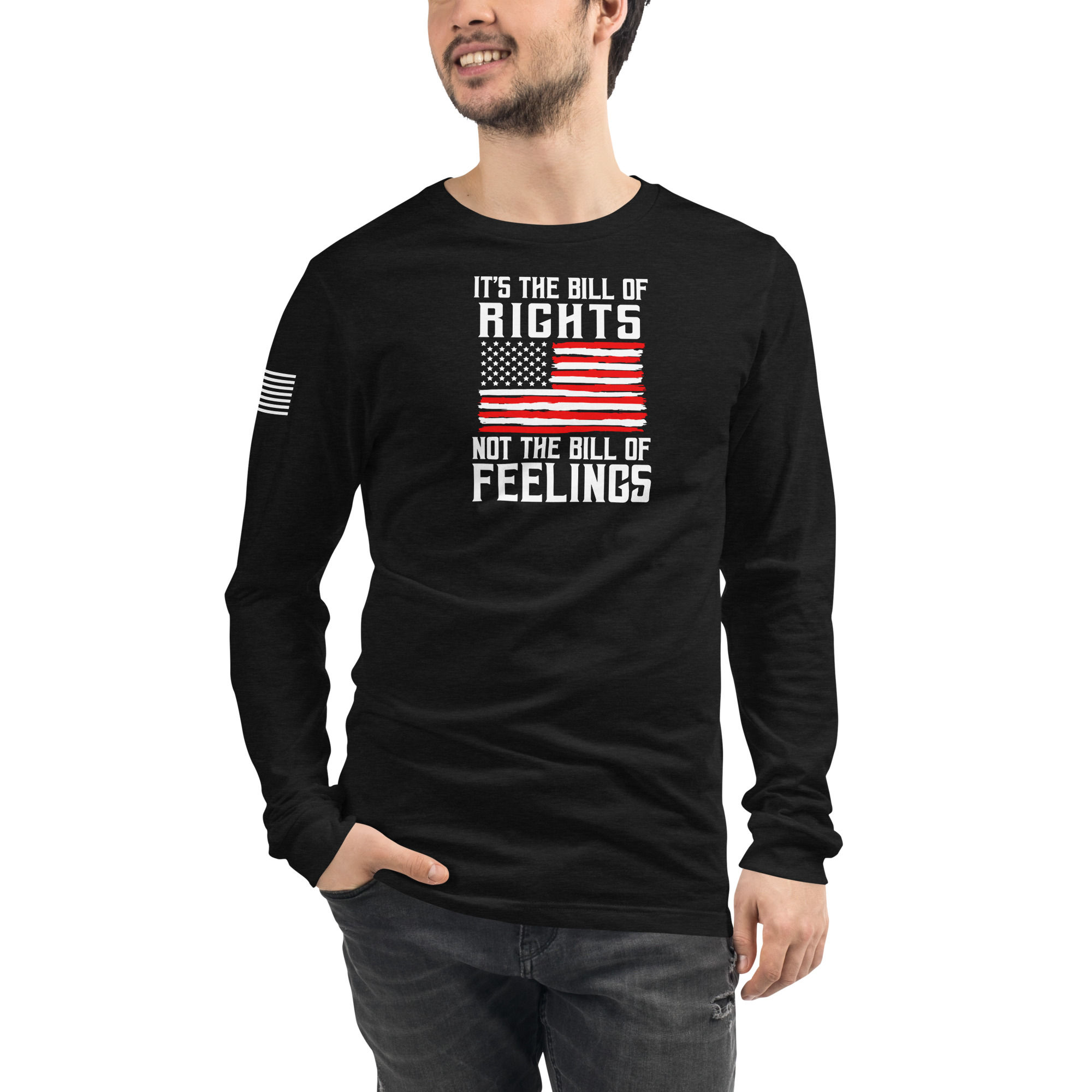 It's The Bill of Rights Men's Long Sleeve T Shirt with American Flag on Sleeve