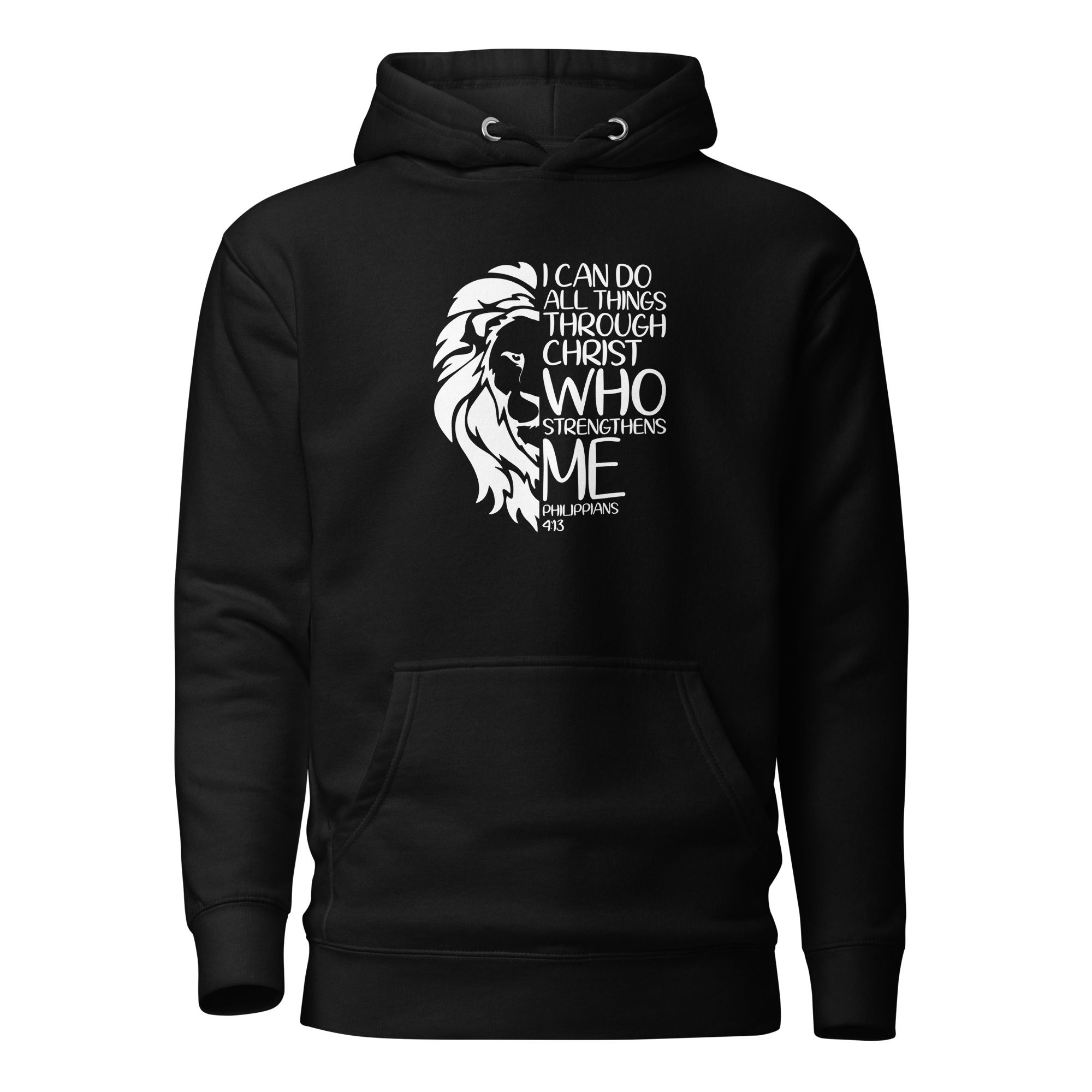 Phil 4:13 I Can Do All Things Through Christ Who Strengthens Me Lion Men's High Quality Christian Hoodie