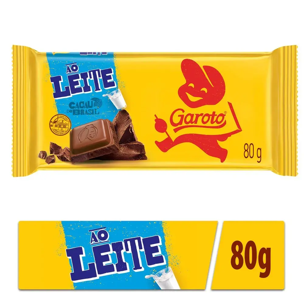 BARRA DE CHOCOLATE AO LEITE GAROTO 80G