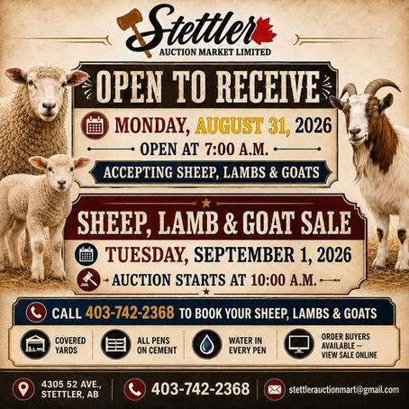 September 1, 2026 - UPCOMING SHEEP, LAMB & GOAT SALE