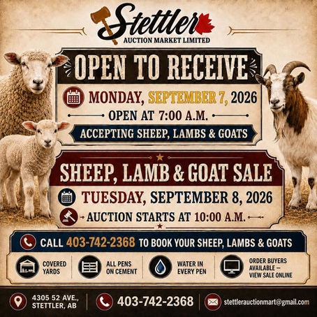 September 8, 2026 - Sheep, lamb and goat sale