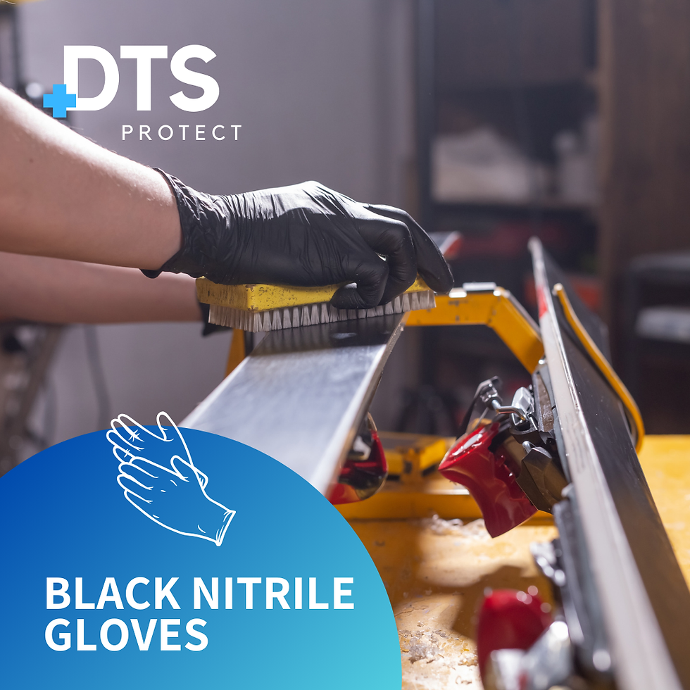Hands in DTS Protect Black nitrile gloves cleaning food production line