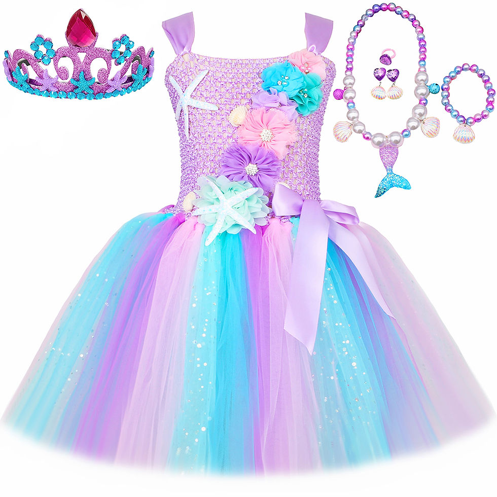 Thumbnail: Princess Mermaid Dress for Girls Pastel Flowers Birthday Party Tutu Dresses Hall
