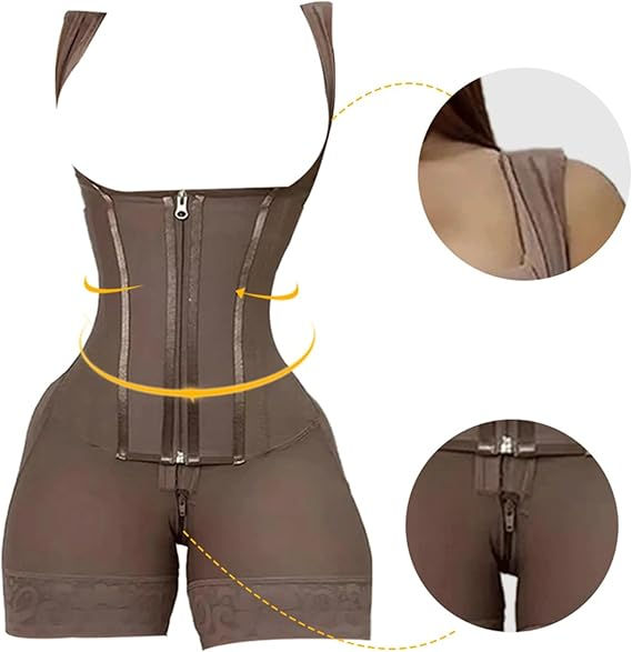 Thumbnail: Women's High-Waisted Lace Shapewear Bodysuit - Non-Padded, Full-Coverage, Zipper