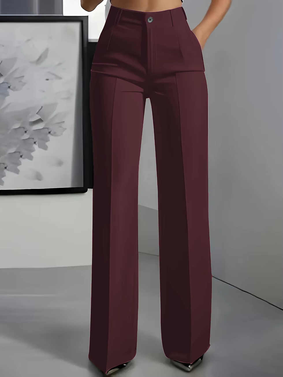 Thumbnail: New 2025 Women's High-Waisted Draped Straight-Cut Suit Pants Simple European Ame