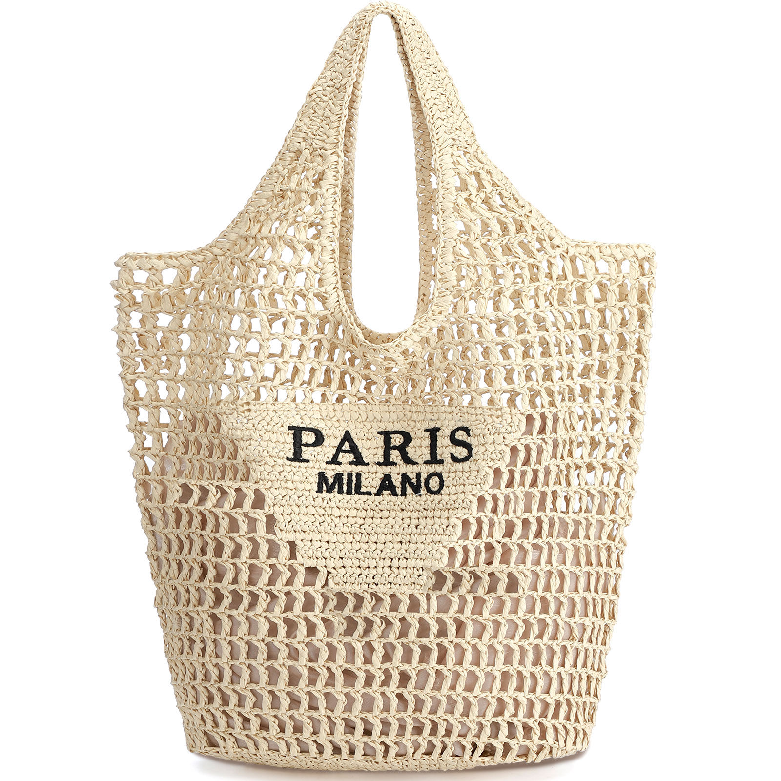 Straw Beach Bags for Women - Women Beach Handmade Woven Tote Bag, Summer Mesh Ho