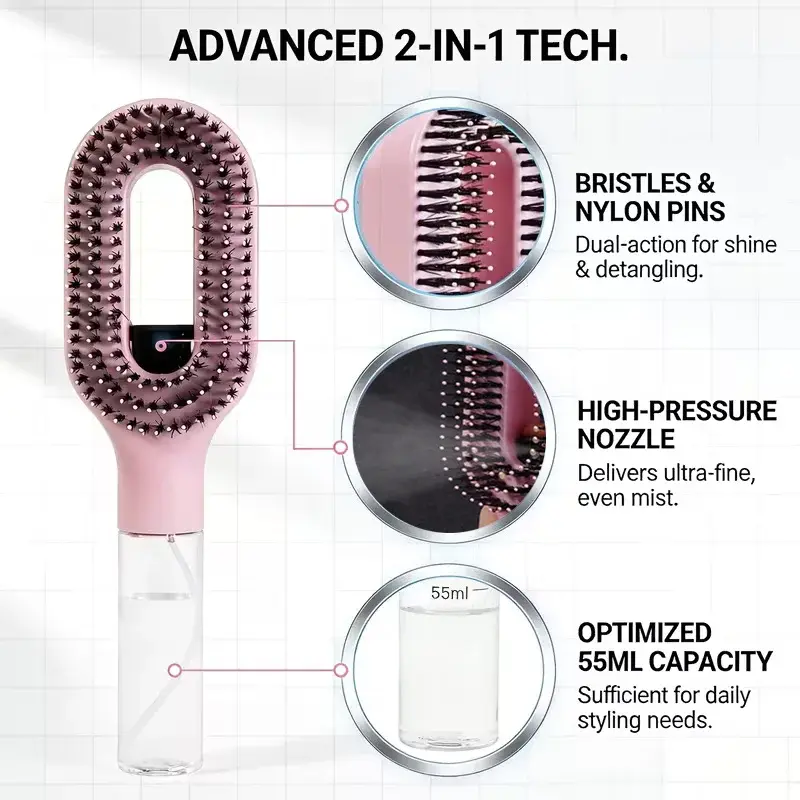 Thumbnail: 2in1 Sprayer Comb Detangling Scalp Massage Hairbrush with Spray Bottle Essential
