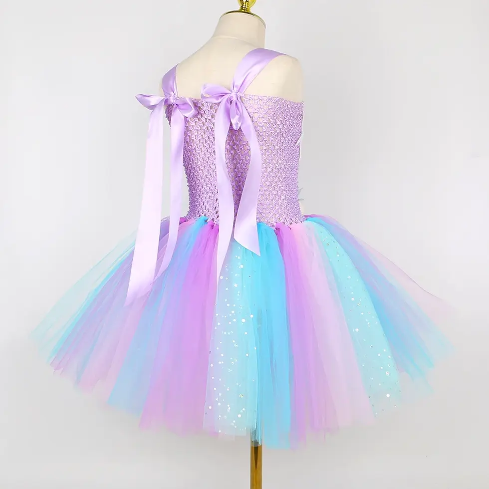 Thumbnail: Princess Mermaid Dress for Girls Pastel Flowers Birthday Party Tutu Dresses Hall