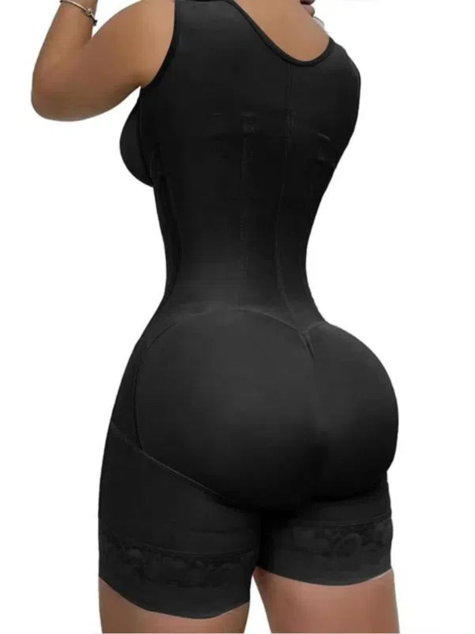 Thumbnail: Women's Lace-Trimmed Shapewear Bodysuit - Tummy Control Corset with Adjustable S