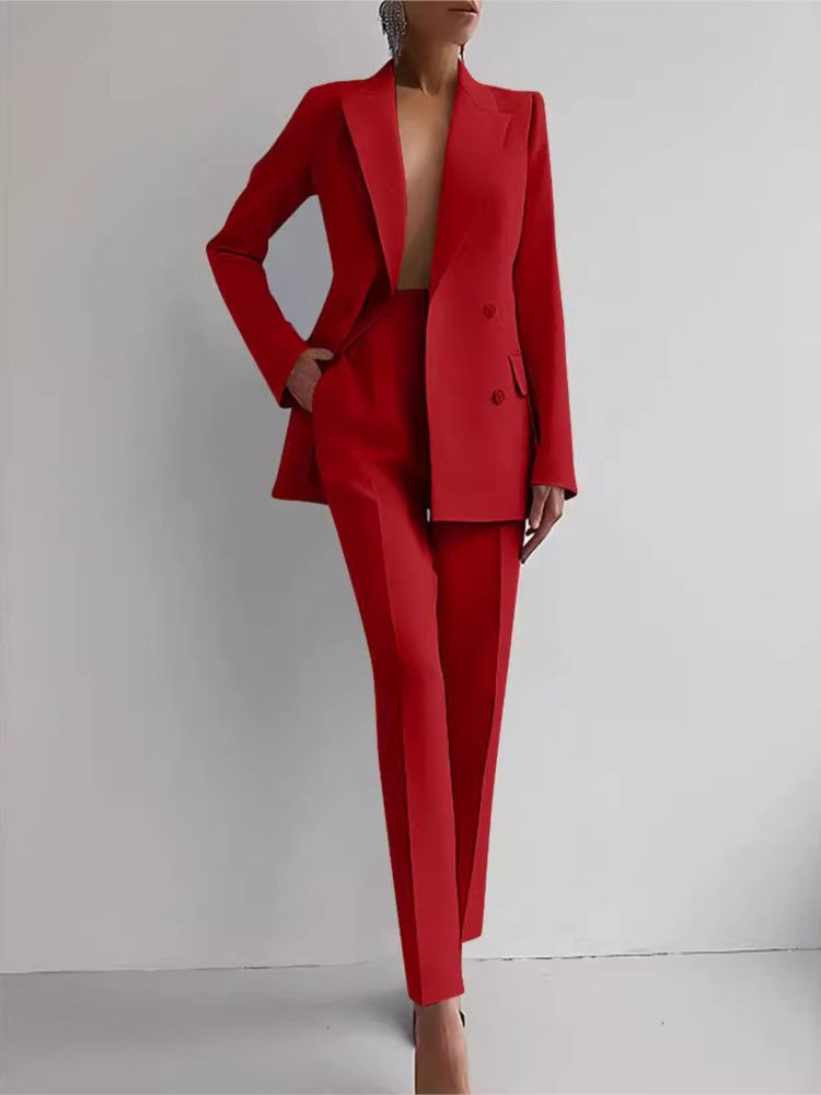Thumbnail: Spring Casual Long Sleeve Suit Set Autumn Elegant Office Lady Solid Slim Tops Bl