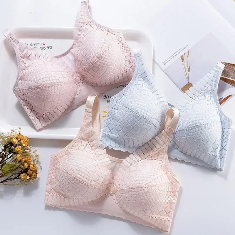 Thumbnail: Front Button Maternity Nursing Bra Adjustable Gathered Underwear Comfortable Bre