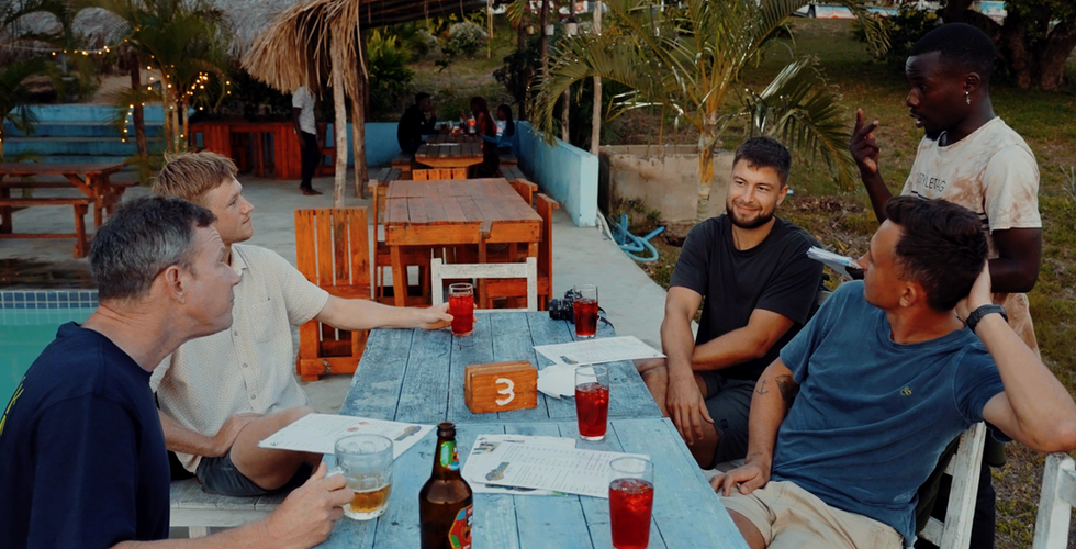 drinking beers at a mozambican restuarant