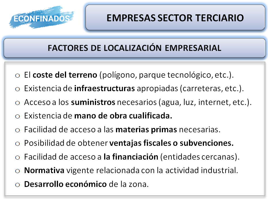 factores de localización de empresas sector terciario