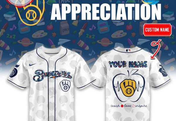 Custom Milwaukee Brewers 2025 Teacher Night Baseball Jersey