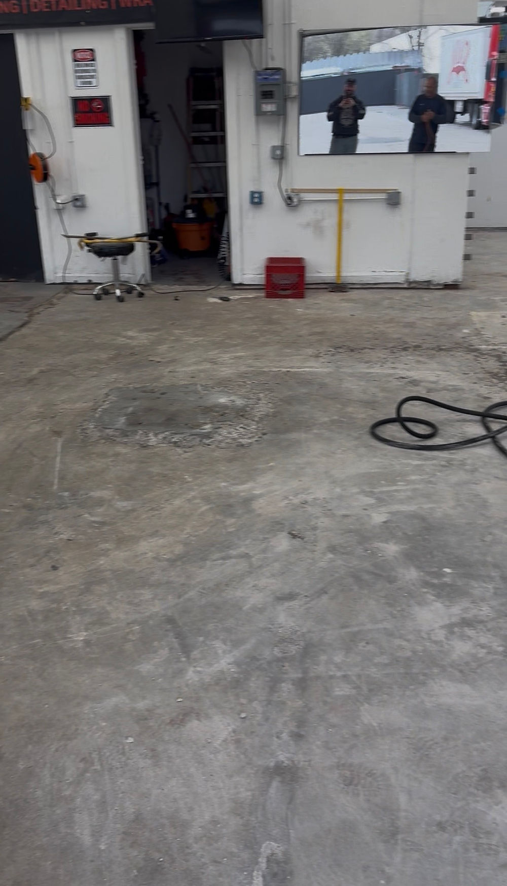 A clean studio floor after junk removal