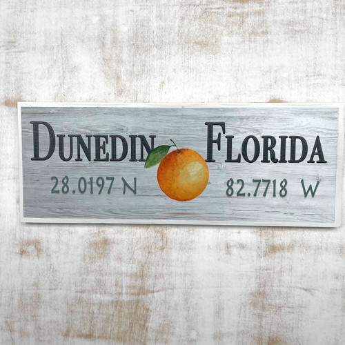 Dunedin Florida Coordinates Sign Celebrate Your Unique Place Custom