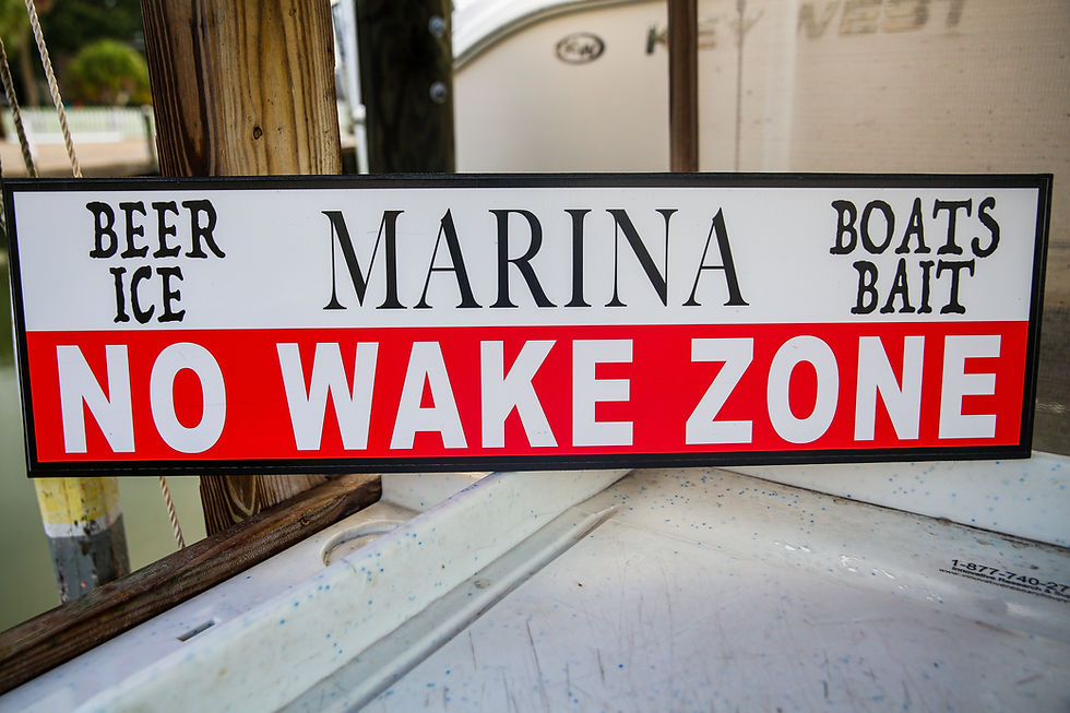 Thumbnail: Marina No Wake Zone Sign - Custom Salty Signs inside view