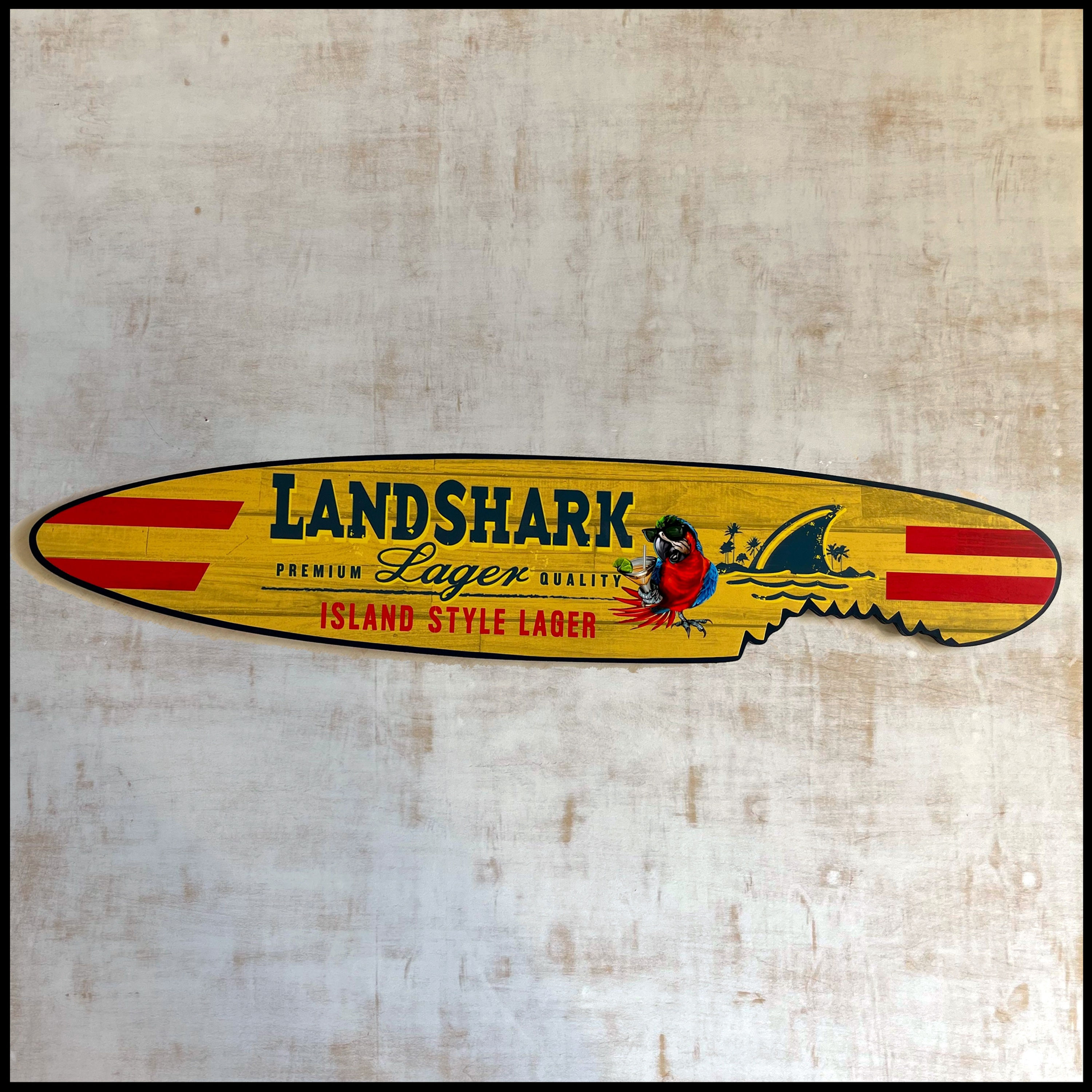 Ride the Wave of Tropical Vibes: Landshark Surfboard Sign
