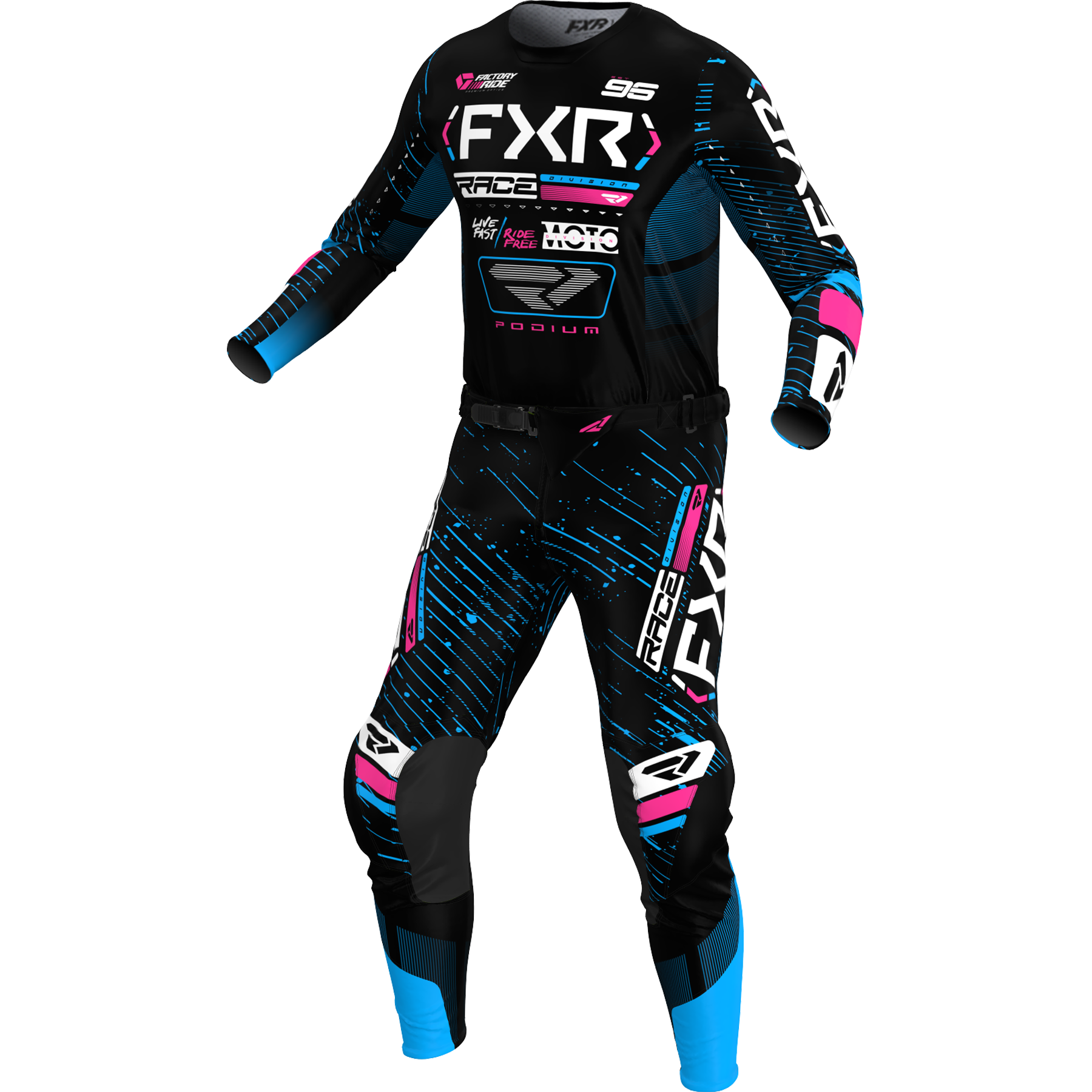 2025 Podium Motocross Kit - Black/Cyan/Pink