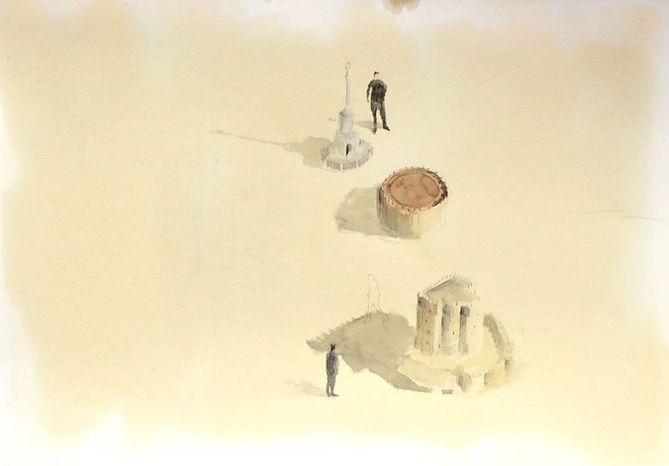 2013_Gabi_Gallego_Transeúntes_Grafito_lapiz_acuarela_oleo_sobre_lino