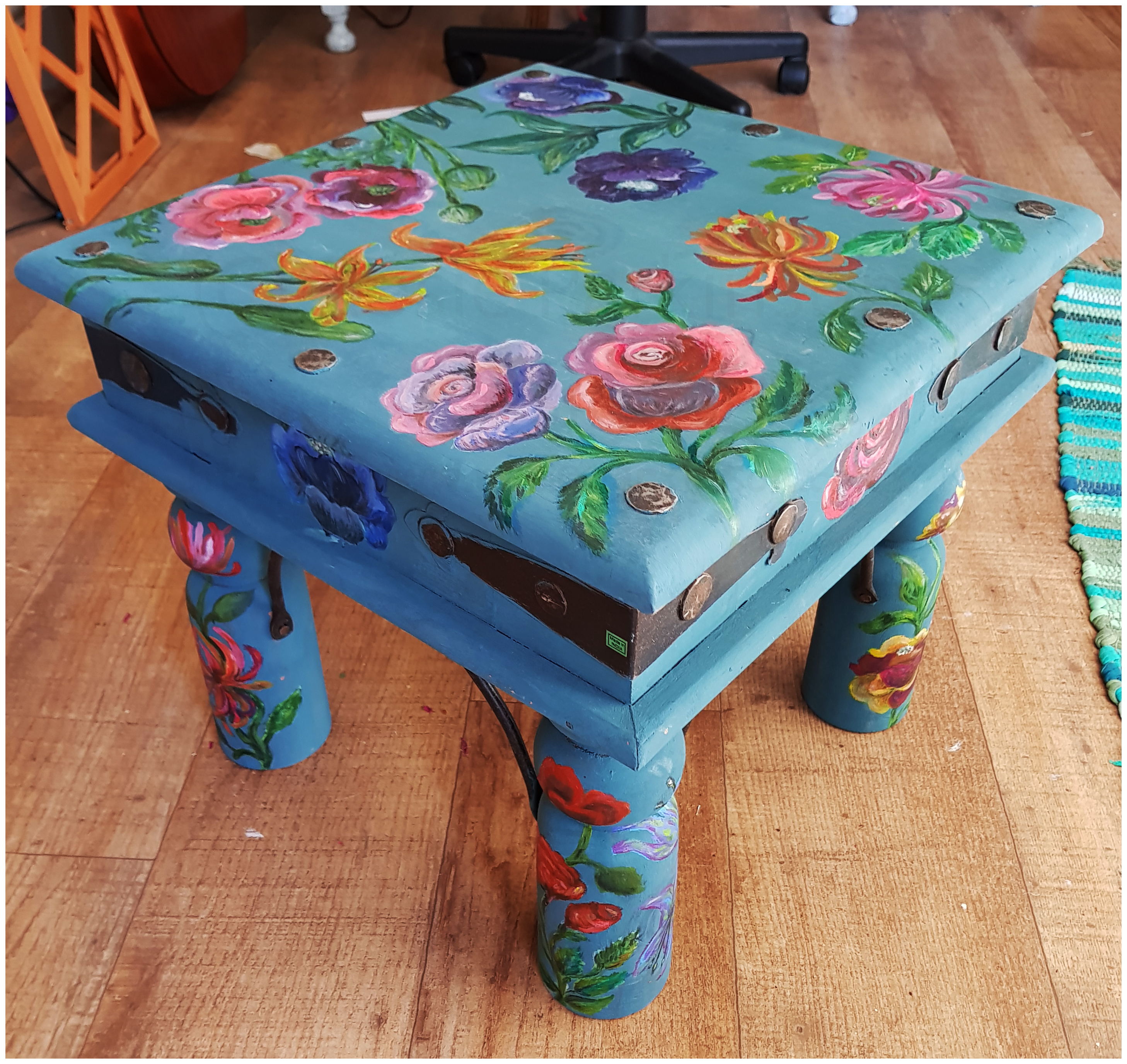 Hand Painted Floral Table