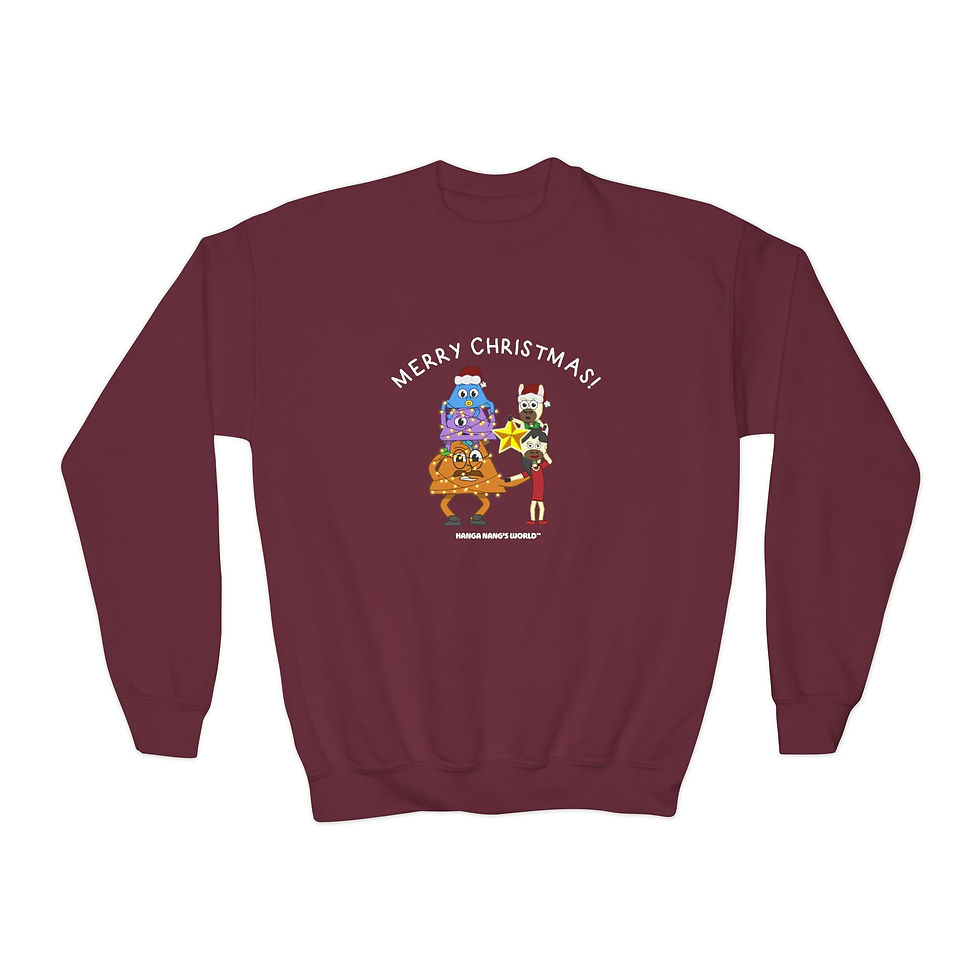Thumbnail: Merry Christmas Youth Crewneck Sweatshirt - Fun Holiday Apparel for Kids