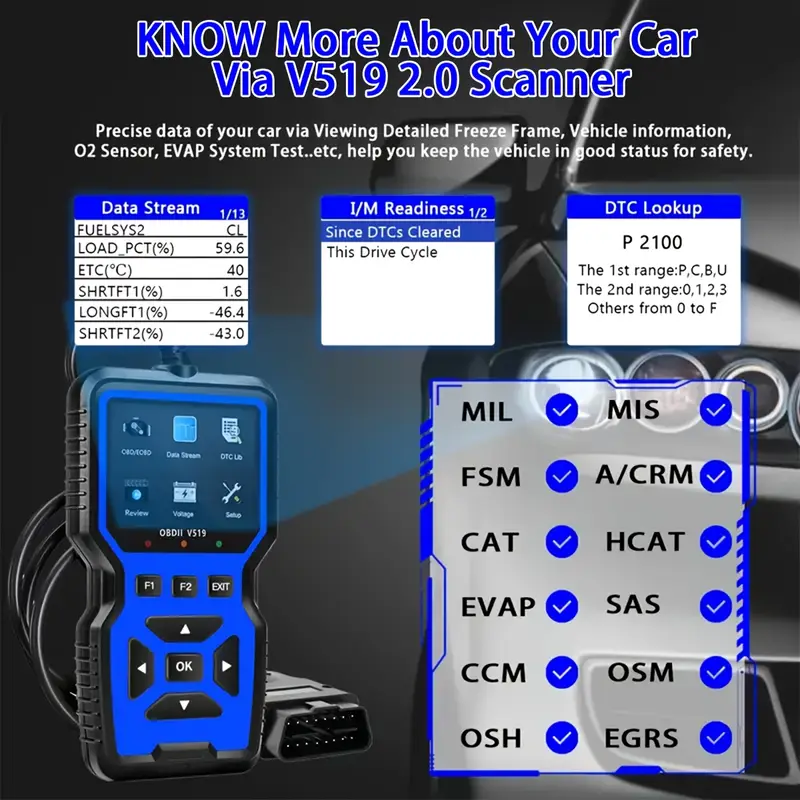 Thumbnail: Blue OBD2Scanner Diagnostic Tool