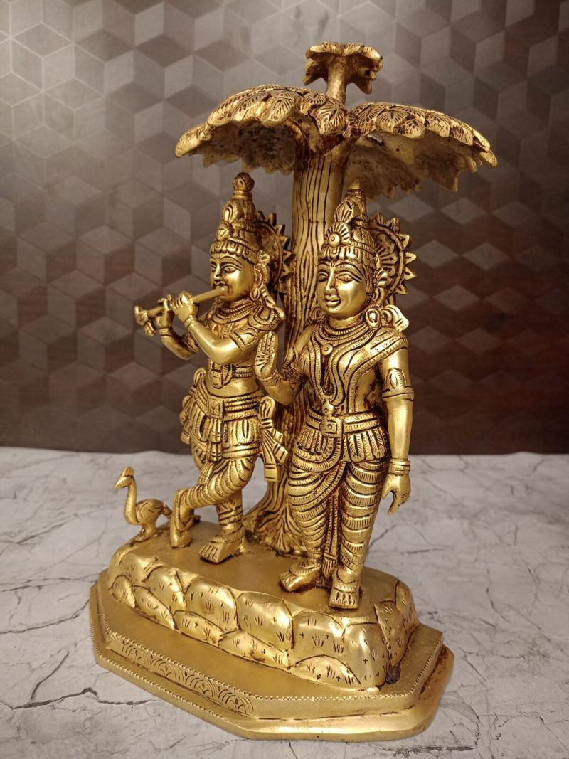 Brass Tree Radha Krishna idol