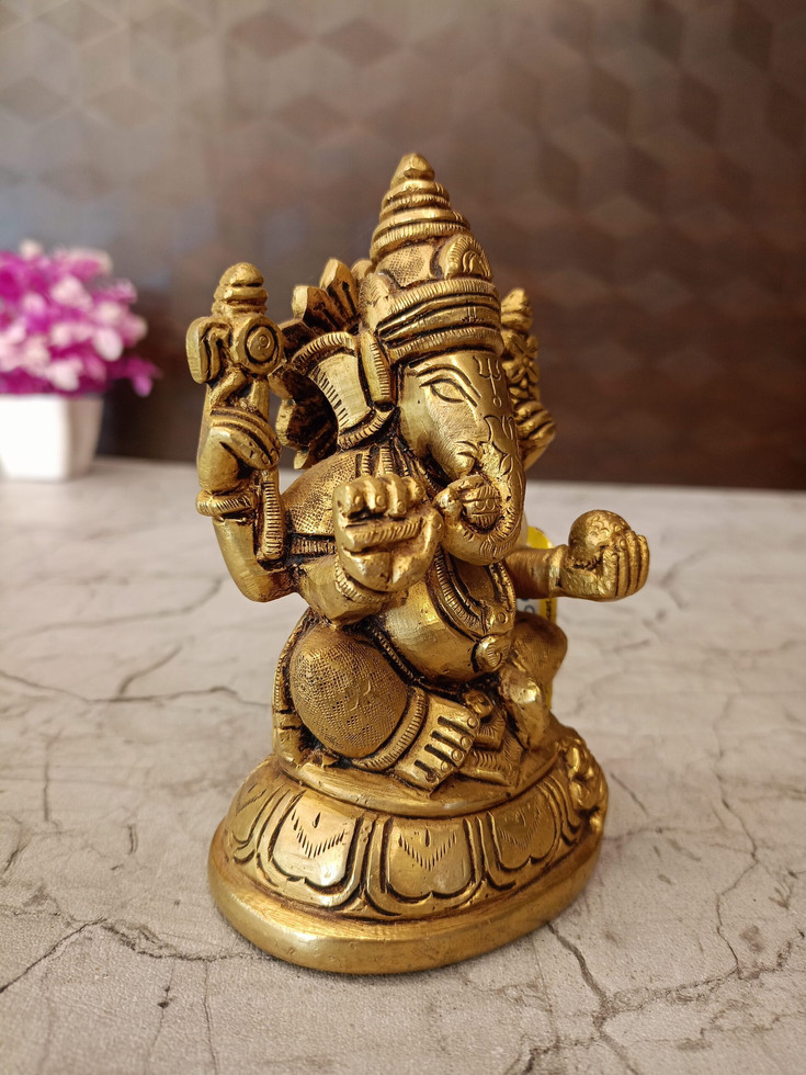 Brass Valampuri Ganesha Statue 5″