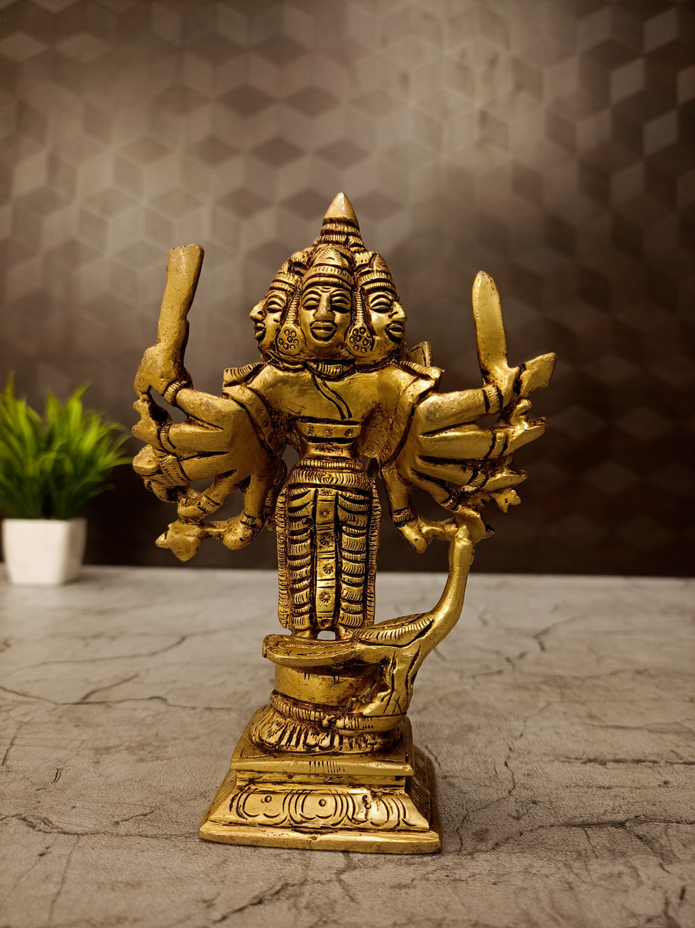 Brass Six Face Murugan Idol 5.5"