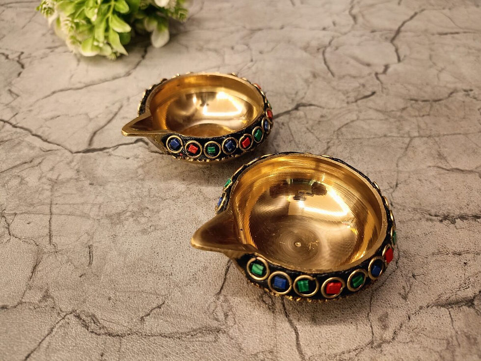 Brass Agal Diya Stone finish