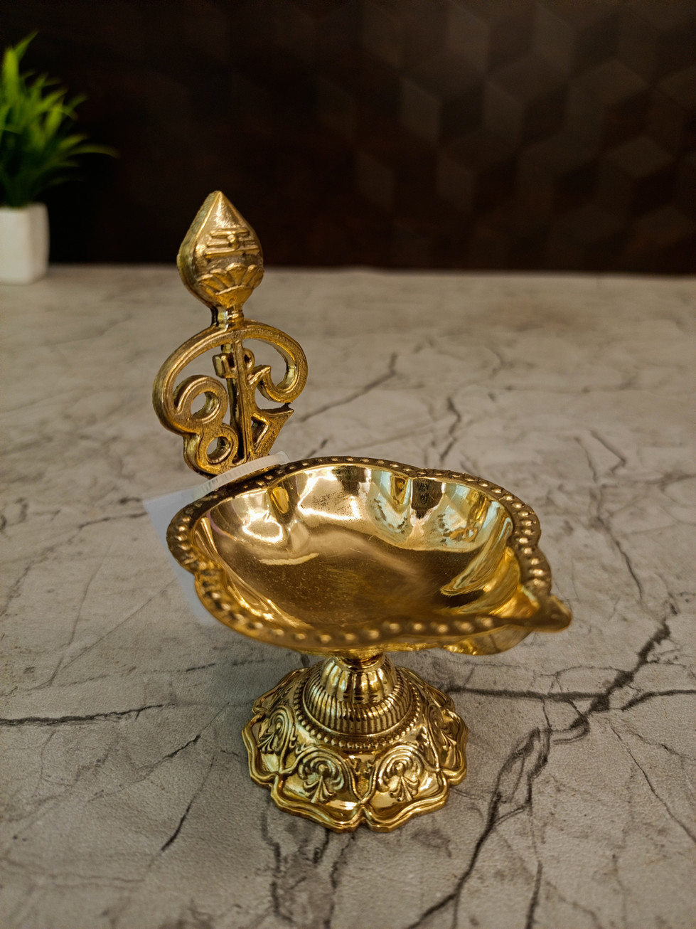 Brass Om diya Single Face For Pooja 3.5"