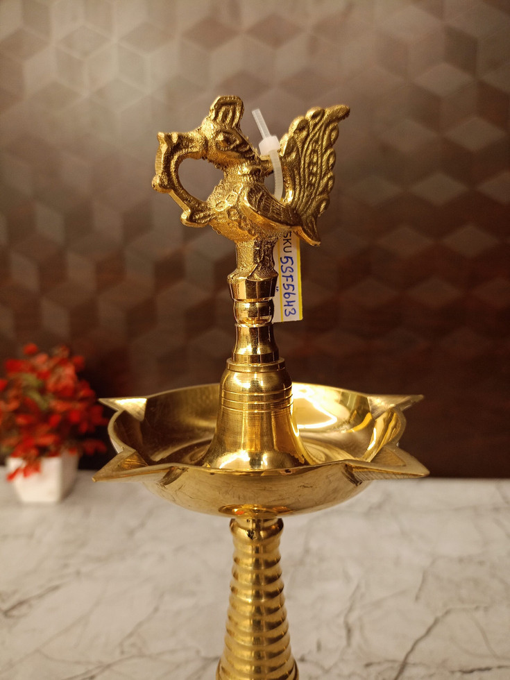 Brass Annam Five Face Kuthu Vilakku Pair 12″