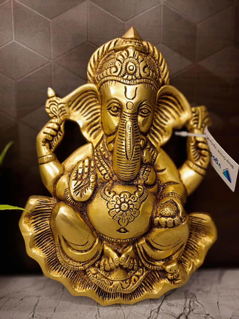 Brass Ganesha Wall Mount 9.5"
