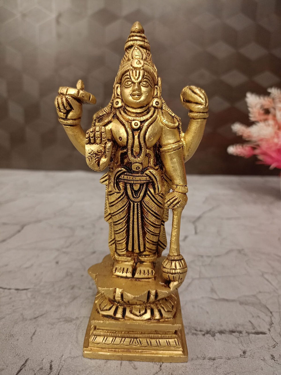 Brass Lotus Vishnu Idol