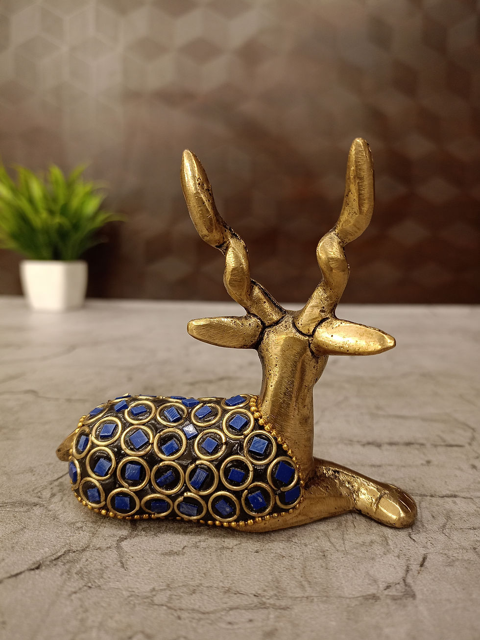 Brass Stone Deer 3"
