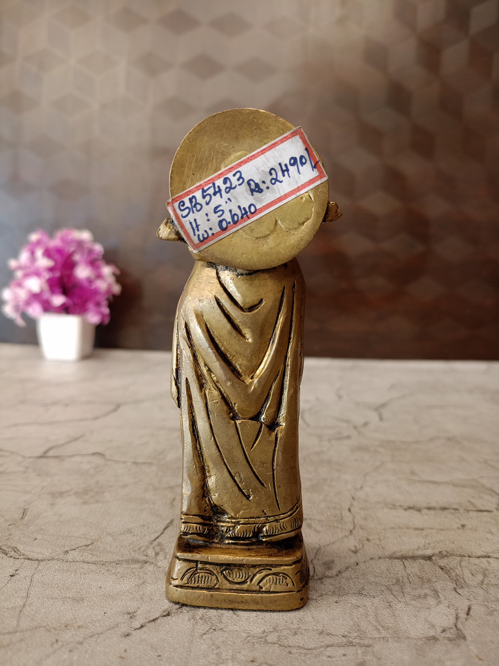 Brass Mother Mary holding the Baby Jesus 5"