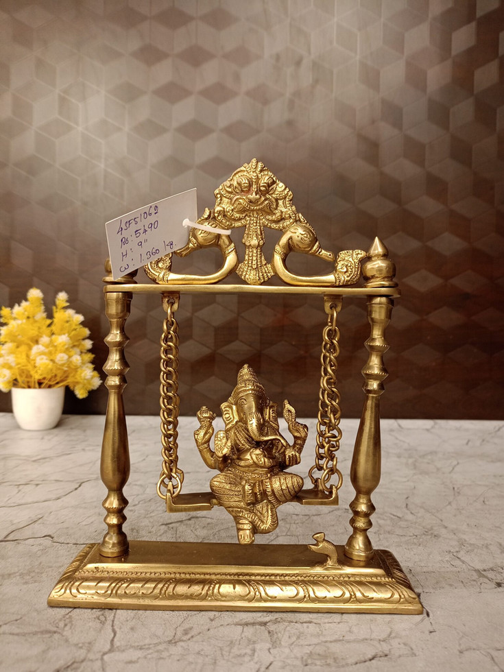Bronze Swing Ganesha Statue 9″