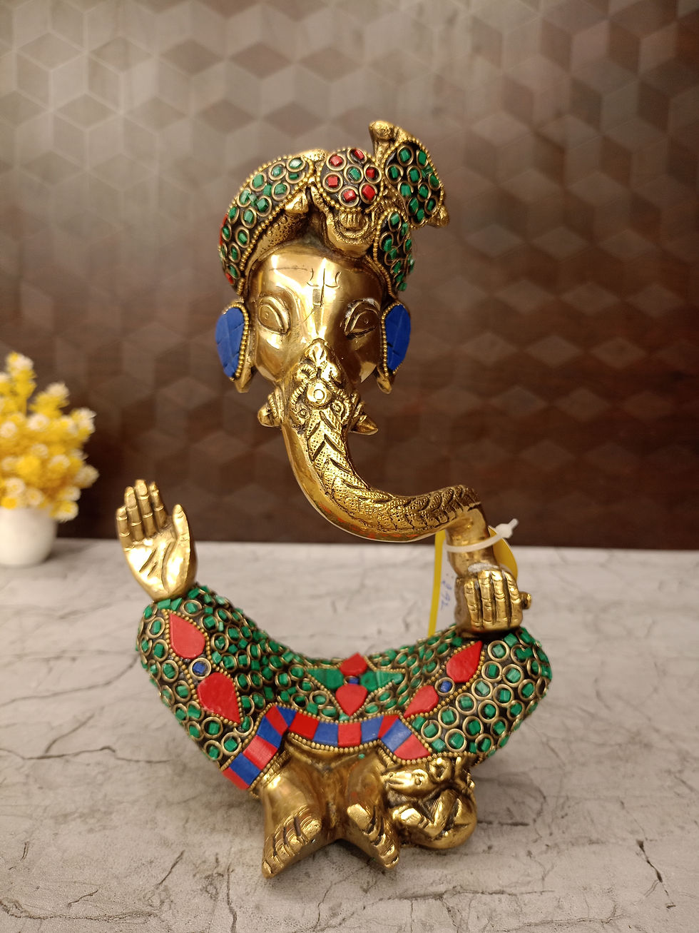 Brass Turban Modern Ganesha idol Stone finish
